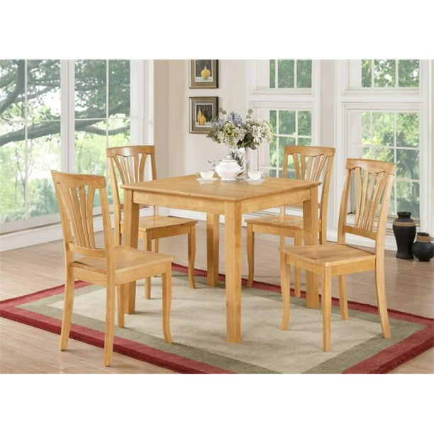 East West Furniture Oxav5 Oak W 5 Piece, Oak Dining Room Chairs Set Of 4