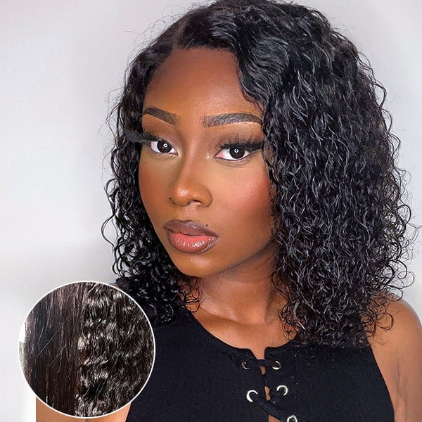LUVME Wet and Wavy 5x5 Closure Pre-Cut Lace Water Wave Wig Glueless Side Part Human Hair Wig Breathable Cap