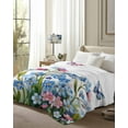 thumbnail image 6 of Flannel Fleece Throw Blanket Watercolor Flower Butterfly Lightweight Soft Plush Blankets,Spring Blue Pink Floral Cozy Warm Throw Blanket for Couch Sofa Bed Car Office 40x50in, 6 of 9