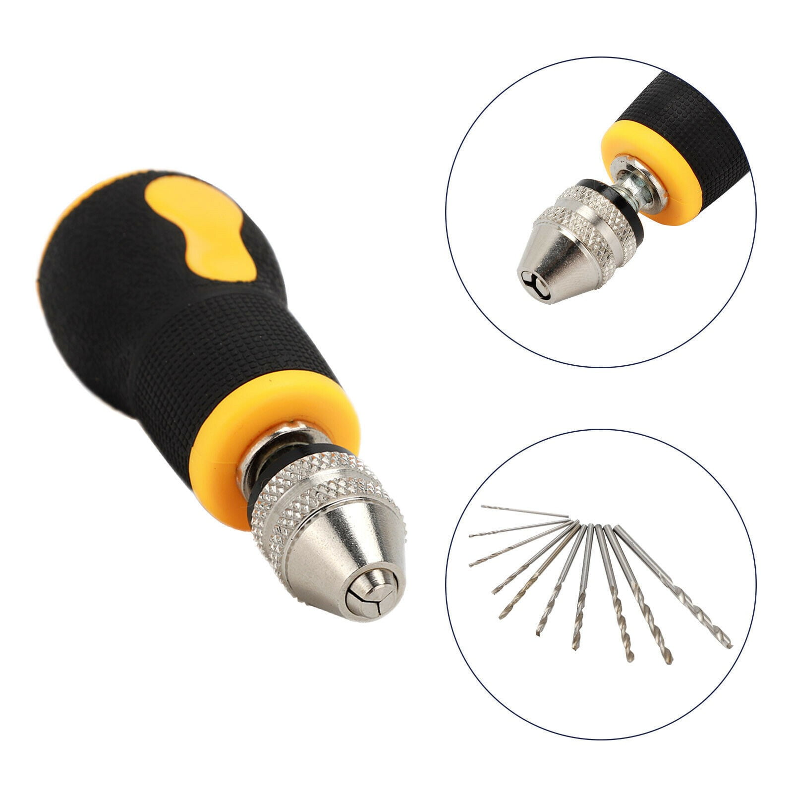 NIILEEL Micro Mini Portable Small Hand Drill + 10pcs Drill Bits Set Tool  0.8-3.0mm 
