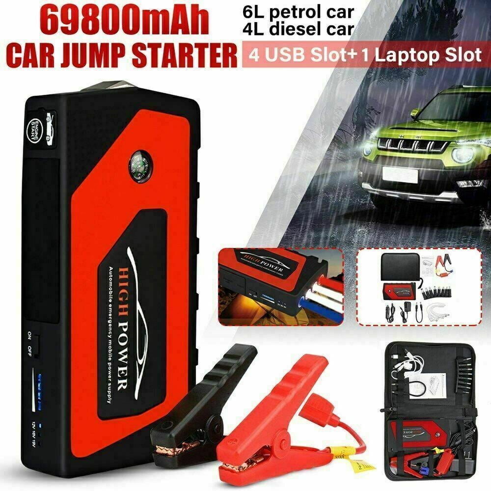 12V Portable Car Battery Booster Smart Jump Starter Emergency Kit USB Power Bank 