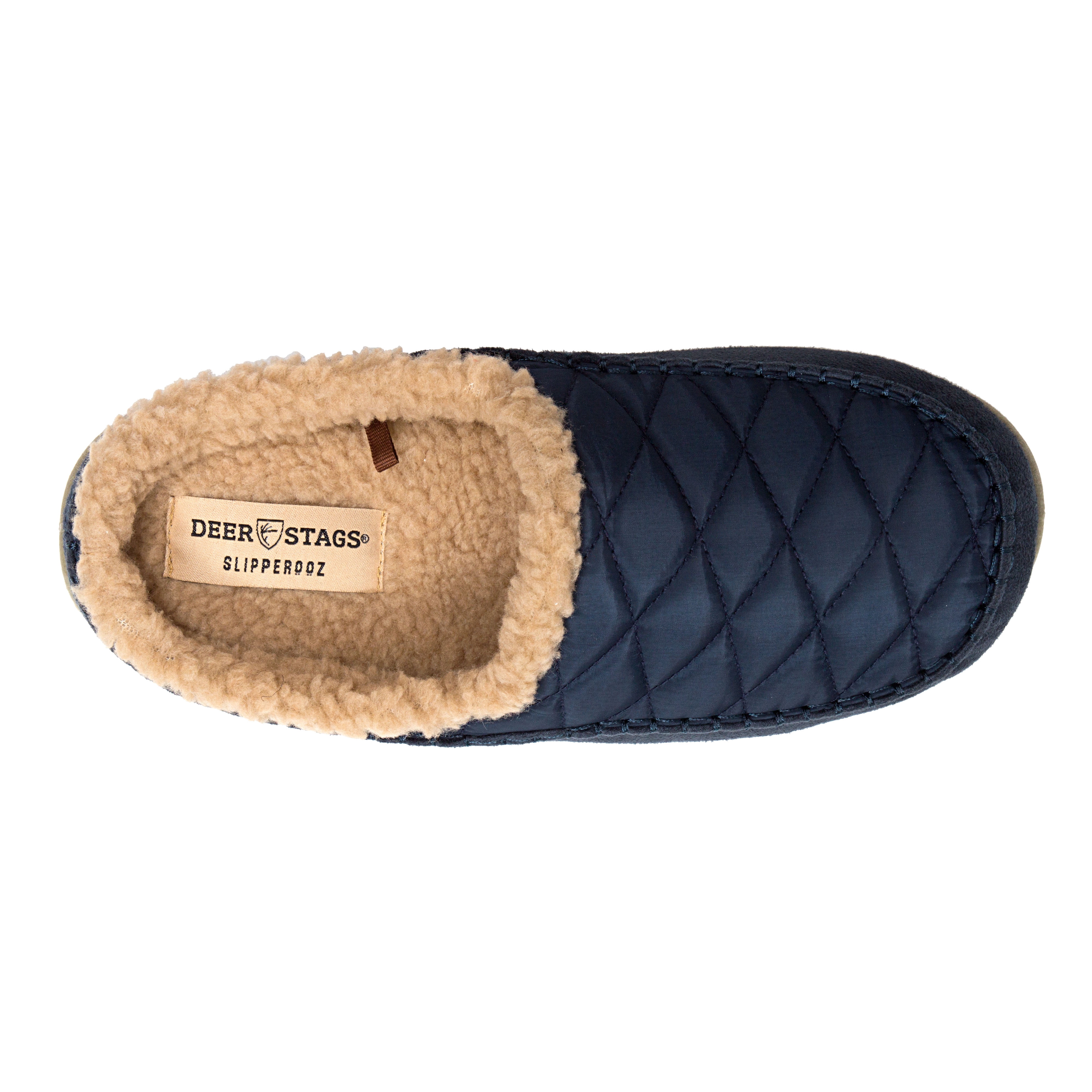 DEER STAGS Mens Navy Quilted Comfort Slipperooz Round Toe Slip On Slippers Shoes 10 M