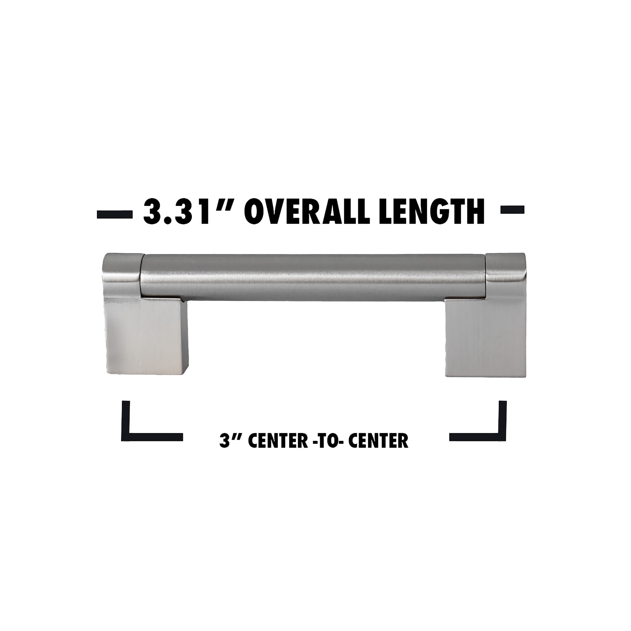 Würth Satin Nickel Round Handle Rectangular Pull 3", 10 pack
