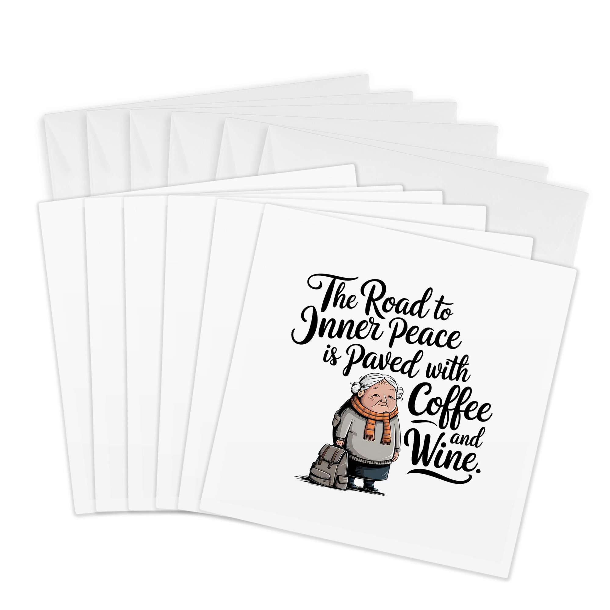 3drose Funny Design the Road to Inner Peace Is Paved. Mothers Day Gift Card 6 Greeting Cards with Envelopes