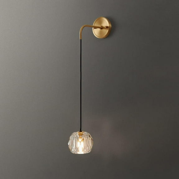 Nordic Copper Wall Sconce Crystal Hanging Wall Light Indoor Wall Lamp, Modern Wall Mount Lighting Fixture G9 Bedroom Bedside Sconces, Living Room Home Decor Wall Lamps
