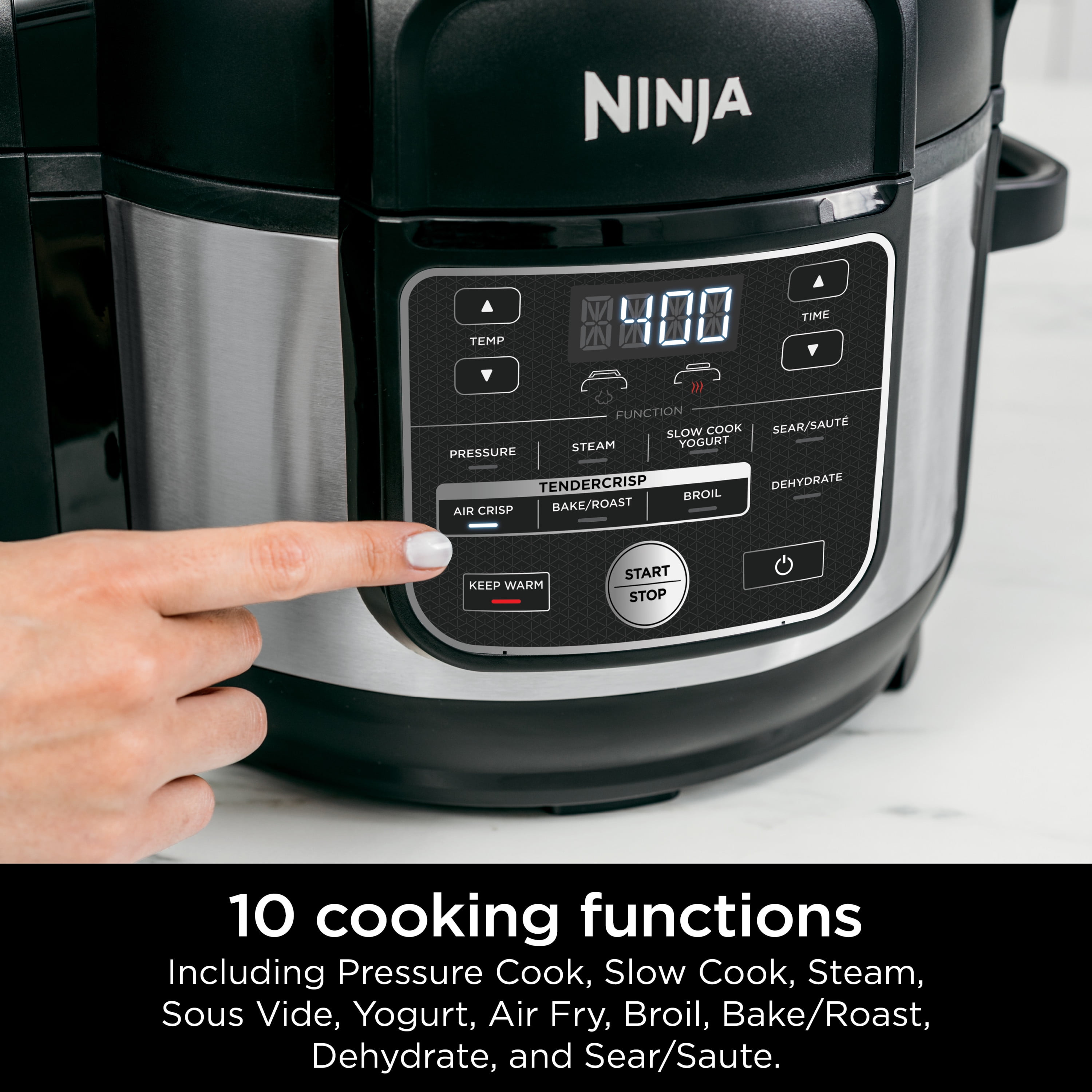Ninja OS301/FD305CO Foodi 10-in-1 Pressure Cooker and Air Fryer with  Nesting Broil Rack, 6.5-Quart Capacity, and a Stainless Finish (Renewed)