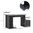 thumbnail image 2 of Black Wood Grain Computer Desk with Storage - Office Workstation Table, Keyboard Tray & CPU Stand - 59.75" L x 23.5" W - Home & Office Use, 2 of 7