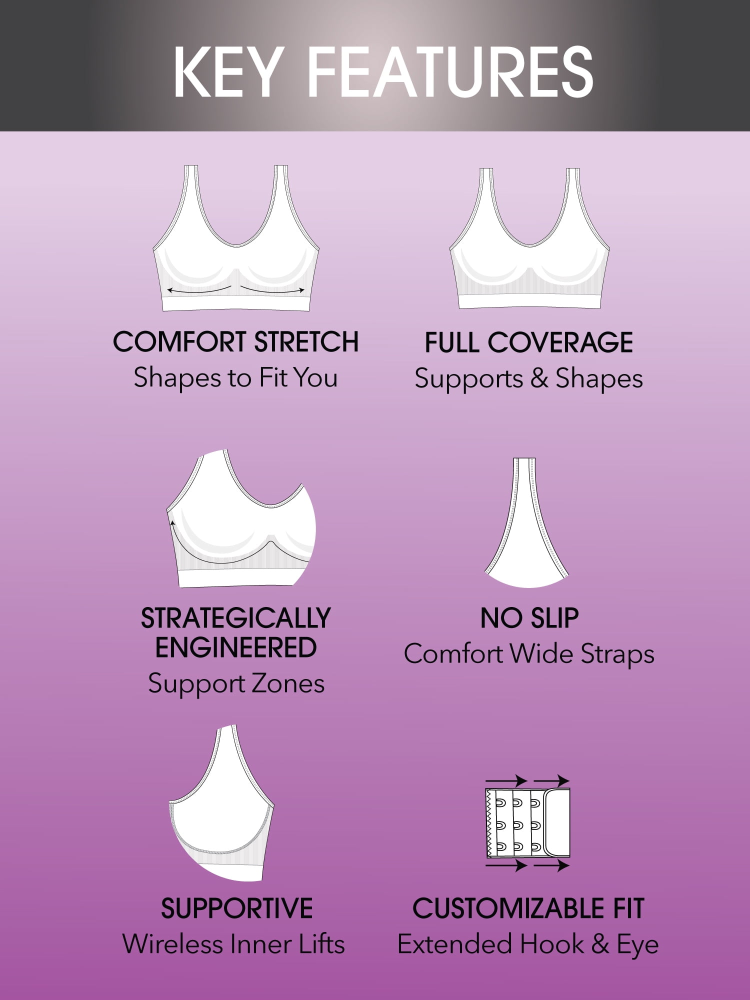 Fit for Me by Fruit of the Loom Women's Supportive Seamless Wirefree Bra, Style FT1048, Sizes L to 4XL