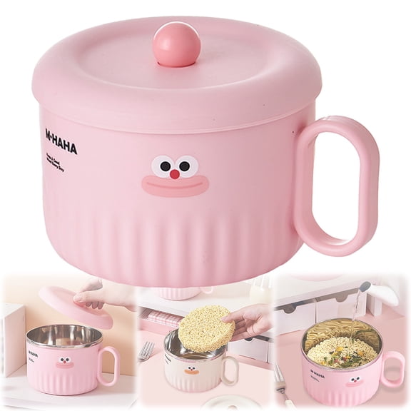 Stainless Noodle Bowl With Lid & Handle Stainless Ramen Bowls Instant Noodle Bowl Pasta Bowl Salad Cereal Bowl Stainless Soup Bowl