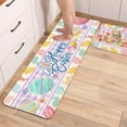 thumbnail image 5 of Easter Kitchen Mat, Happy Easter Kitchen Rugs, Easter Bunny Eggs Tulips Kitchen Mats for floor Non Slip Set of 2 Piece Holiday Spring Gifts for Home Office Laundry Decorations, 17x29+17x47 Inch, 5 of 6