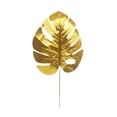 thumbnail image 2 of Golden Artificial Monstera Leaves with Stem Large Size, Faux Gold Monstera Branch for Indoor Outdoor Decoration, 2 of 9