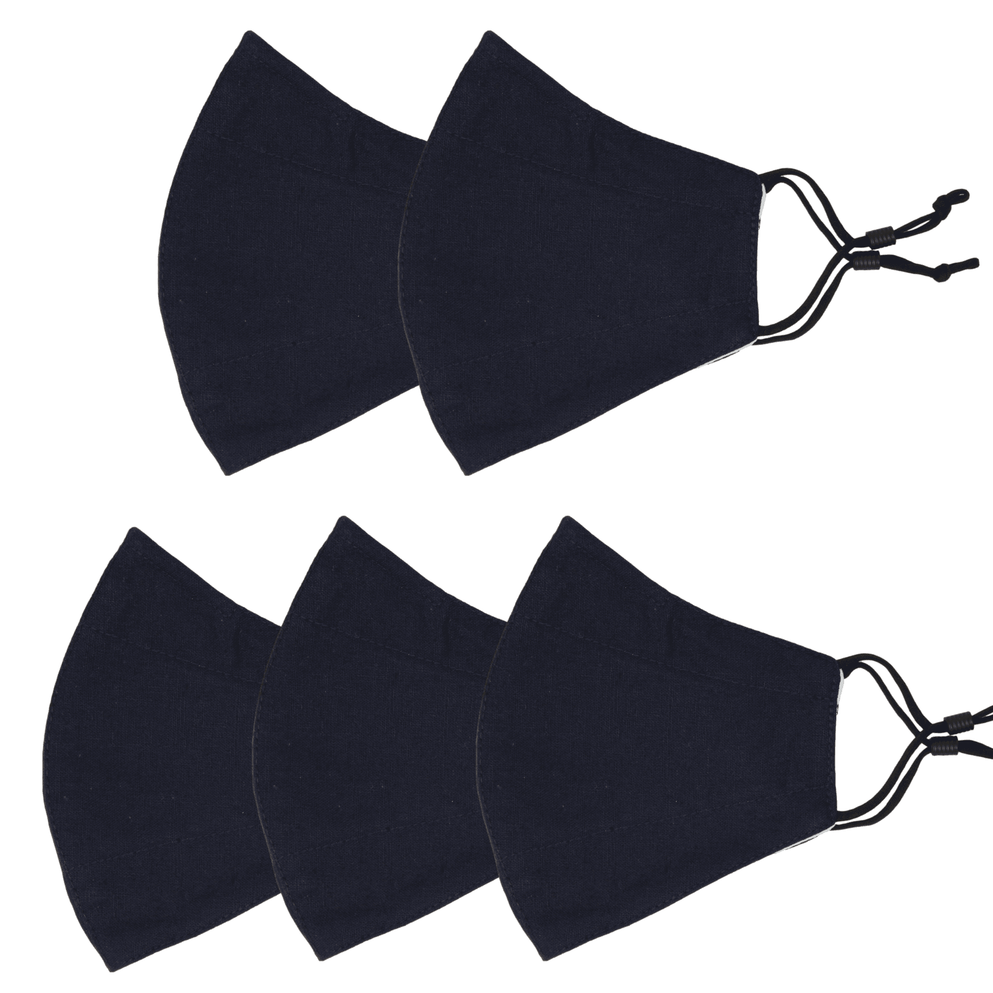 5 Pieces Reusable Face Mask Protect Comfy Washable Cover Cloth Masks Dark Blue Nose Clip Wire Unisex