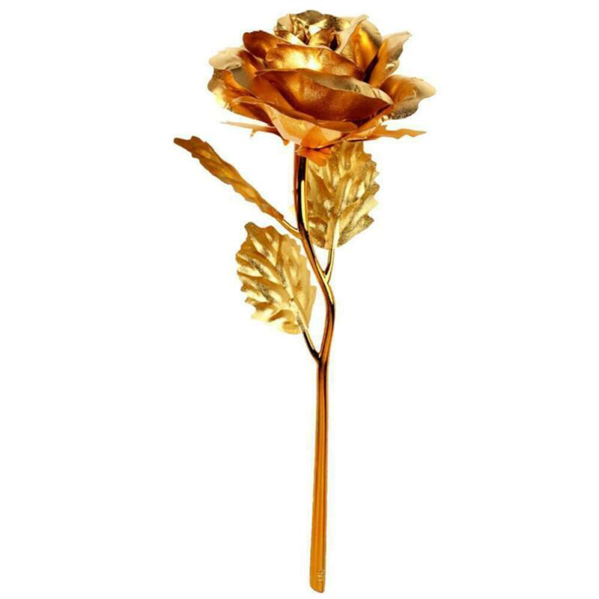 24K Gold Rose Flower Long Stem Golden Dipped Flower Valentine's Day Lovers' Gift 