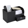 thumbnail image 3 of KINGFOM Pu Leather Desktop Organizer Pen Container with Drawer, Multi-Function School Office Supplies Storage Box for Keys, Pen/Pencil, Cellphone, Business Cards, Paper, Remote Control Holder Black, 3 of 9