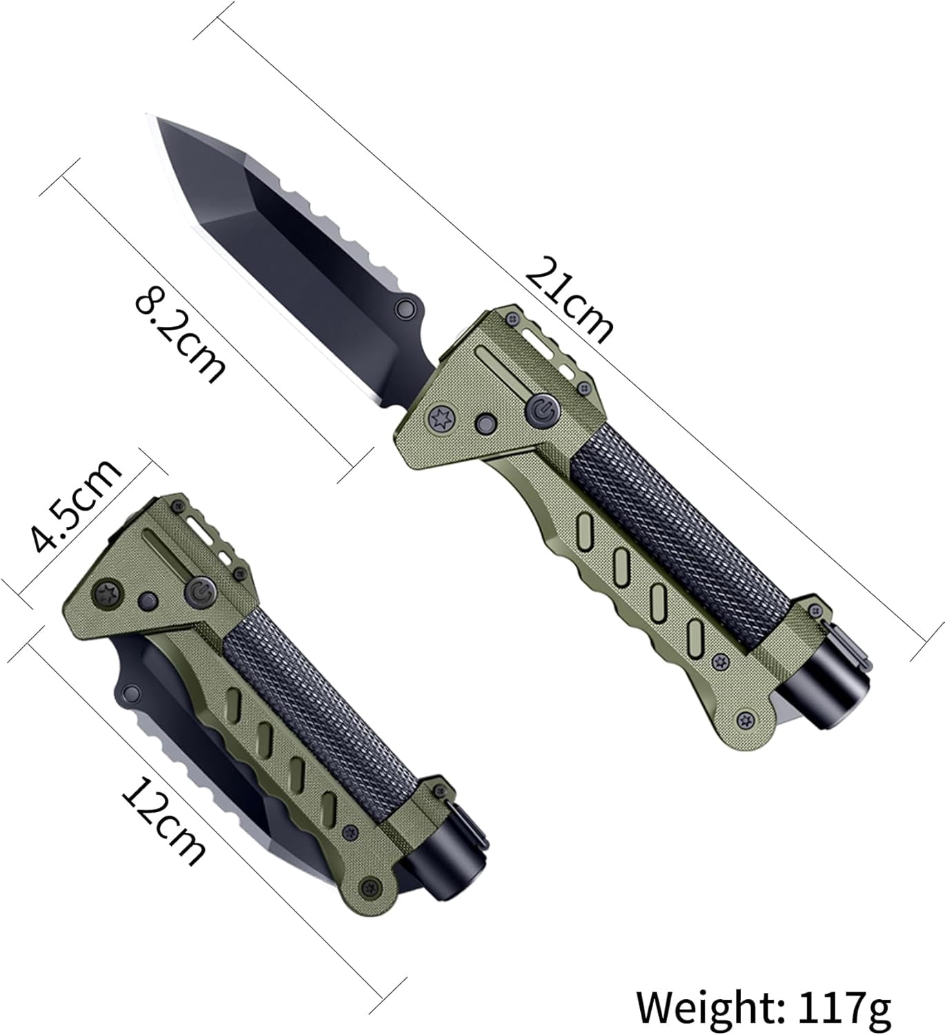 VIPERADE VAK6 Multitool with Folding Knife, LED Flashlight, Pulse Ignition and Hand Crank Generator, Pocket Knife for men, Rechargeable Flashlight with Belt Sheath (Green)