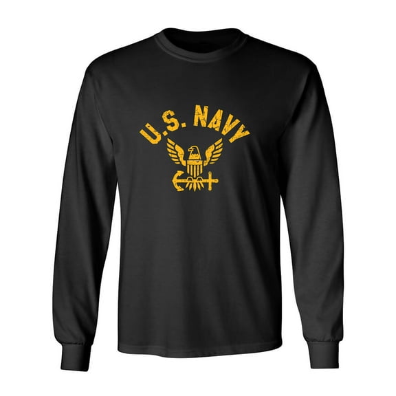 U.S. Navy Vintage Arch Logo with gold ink Adult Long Sleeve T-shirt