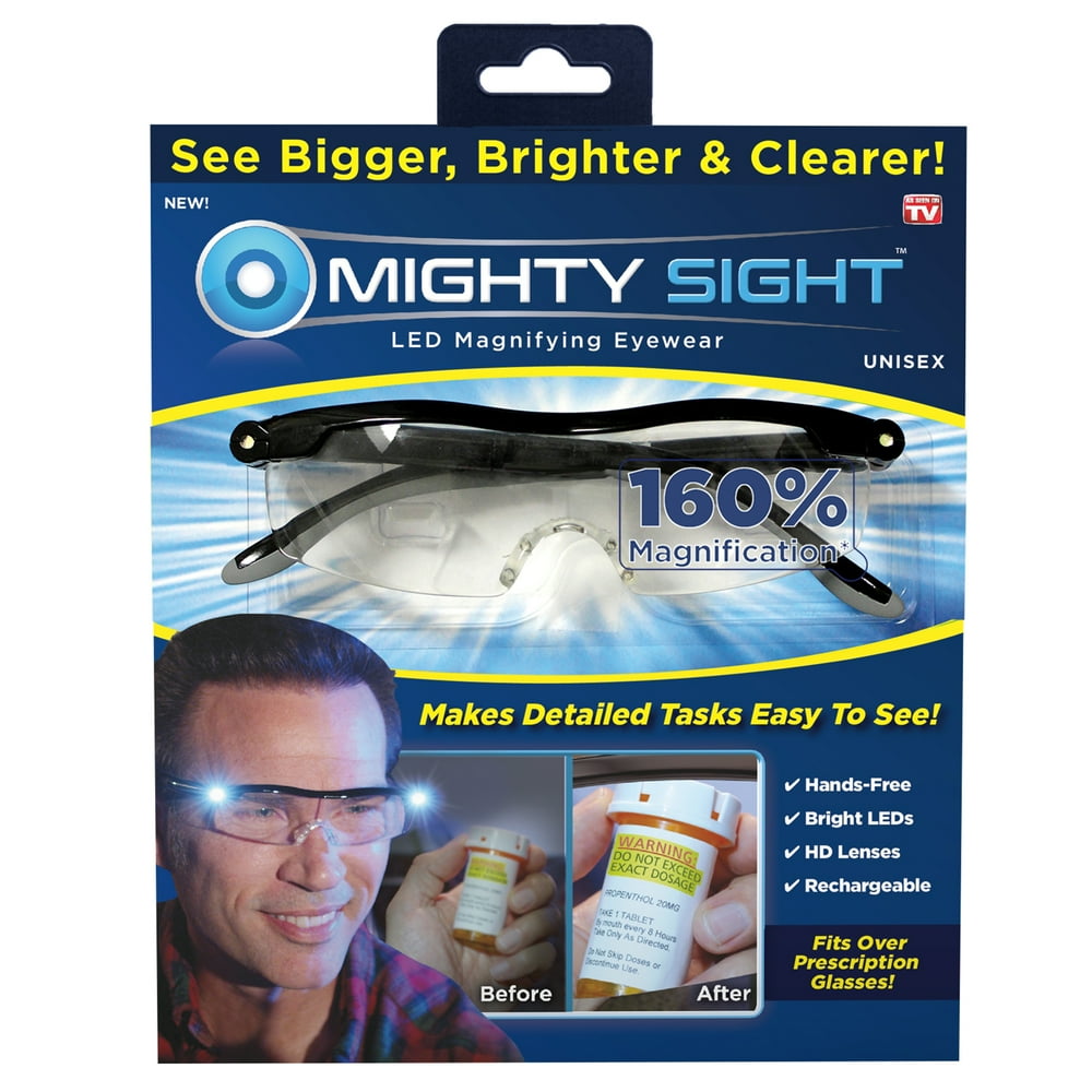 Mighty Sight LED Magnifying Eyewear, Fits Over Prescription Glasses
