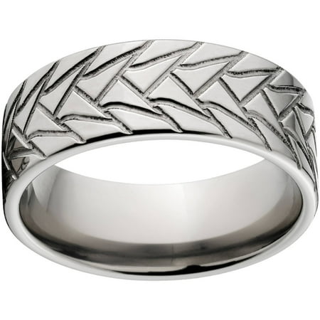 Custom Men's Tire Tread 8mm Stainless Steel Wedding Band with Comfort Fit Design