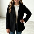 thumbnail image 2 of Fall Jackets for Girls Zaewscy Girls Double‑Breasted Wool Blend Coat Notched Lapel Long Sleeve Kids Casual Wool Outerwear Black 170, 2 of 9