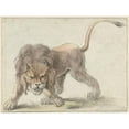 thumbnail image 2 of Cornelis Saftleven 14x12 Black Ornate Wood Framed Double Matted Museum Art Print Titled: Lion (C. 1626), 2 of 5