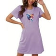 thumbnail image 4 of Sakmal Plus Size Moomoo Nightgowns for Women Comfy Sleep Dress Butterfly Print Short Sleeve Purple Nightgowns, 4 of 5