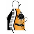 thumbnail image 1 of Music Apron, Conceptual Piano Keyboard Wave and an Acoustic Guitar Composition, Unisex Kitchen Bib with Adjustable Neck for Cooking Gardening, Adult Size, Charcoal Grey Orange, by Ambesonne, 1 of 4
