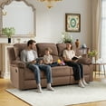 thumbnail image 4 of Bonzy Home Manual 3-Seat Reclining Sofa — Soft 3-Seater Couch with Overstuffed Arms & Backrest, Brown, 4 of 6
