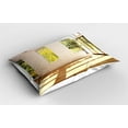 thumbnail image 2 of Ambesonne White Pillow Sham 2 Pack, Summer Town House Garden, 36"x20", Pale Caramel White, 2 of 3