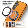 thumbnail image 5 of for Samsung Galaxy S24 Plus Case, Slim Fit Premium PU Leather [Compatible with MagSafe] [360° Rotatable Ring Kickstand] Shockproof Protective Cover for Galaxy S24 Plus Phone Case Magnetic, Orange, 5 of 6