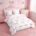 thumbnail image 2 of Erosebridal Pink Ribbon Bow 7-Piece Bedding Comforter Set For Girls,Cute Polka Dots King Bedding Sets For Kids,Pink Reversible, 2 of 7
