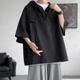 thumbnail image 3 of Mens High Quality Summer Half Sleeve Hooded T-shirt Korean Drawstring Pullover, 3 of 11
