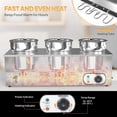 thumbnail image 2 of ROVSUN Commercial Soup Warmer 22QT, Electric Food Warmer Steam Table Countertop Bain Marie with Three 7.4QT Pots, 86~185°F Adjustable Temperature, Lid and Tap for Buffet Restaurant 1200W, 2 of 8