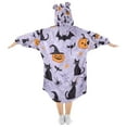 thumbnail image 2 of FORMRS Wearable Blanket Hoodie with Sleeves for Kids Cozy Flannel Sweatshirt, Purple Halloween Pumpkin, 2 of 7