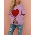 thumbnail image 6 of Sweaters for Women Striped Heart Sweater Valentine's Day Long Sleeve Crewneck Knitted Sweaters Winter Alsol Lamesa, 6 of 6