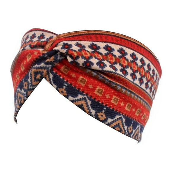 transemion Serre-Tête à Nœud Torsadé Élastique Multicolore Croix Bandeaux de Maquillage Serre-Têtes Accessoires de Coiffure Bandeau pour Femmes Rouge