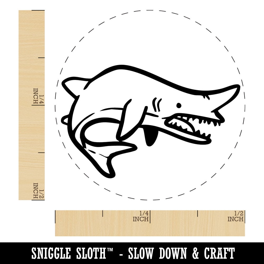Goblin Shark Ugly Fish Self-Inking Rubber Stamp for Stamping Ink Stamper Crafting Planners - 1/2 Inch Mini - Dry Pad (No Ink)