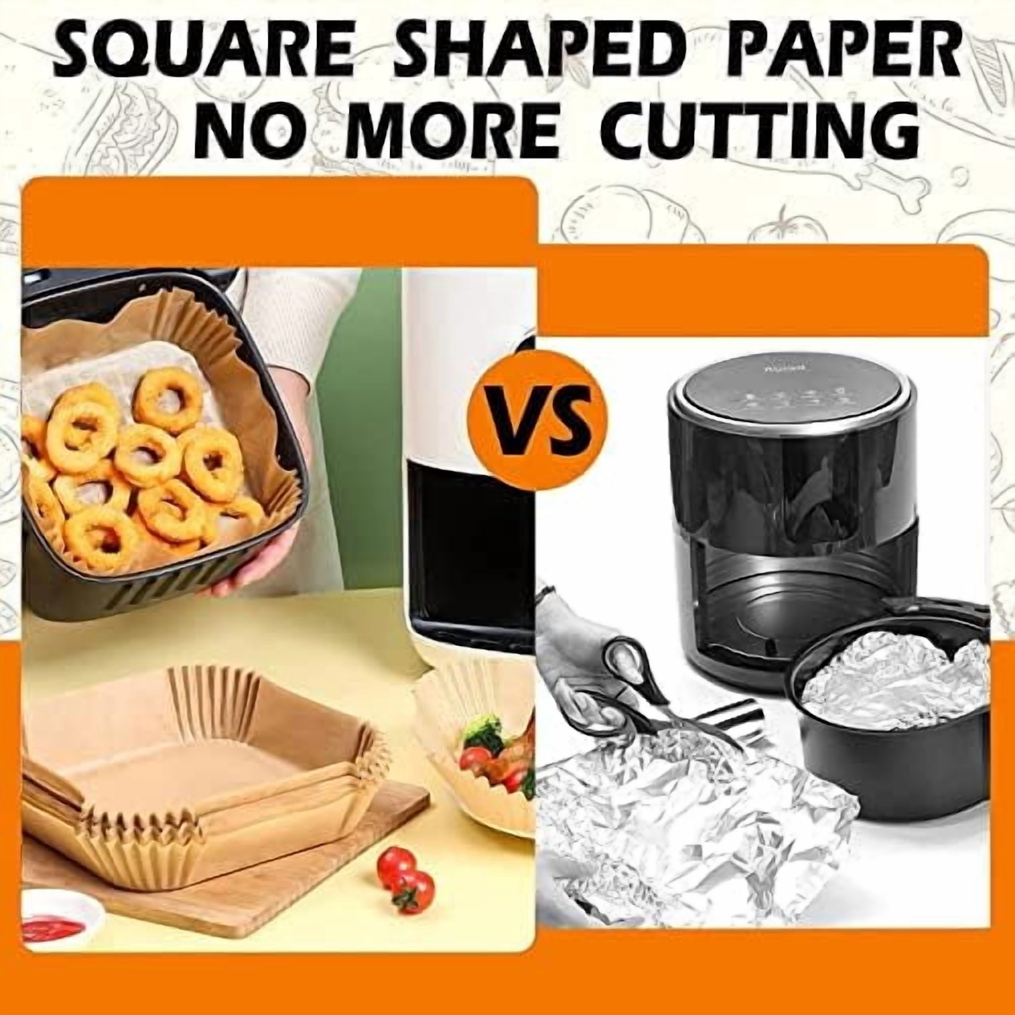 Air Fryer Liners Disposable, Large Airfryer Liners 10 Inch Square, Non-stick Air Fryer Paper Liners Oil Resistant, Waterproof Air Fryer Parchment Paper Liners for Roasting Microwave