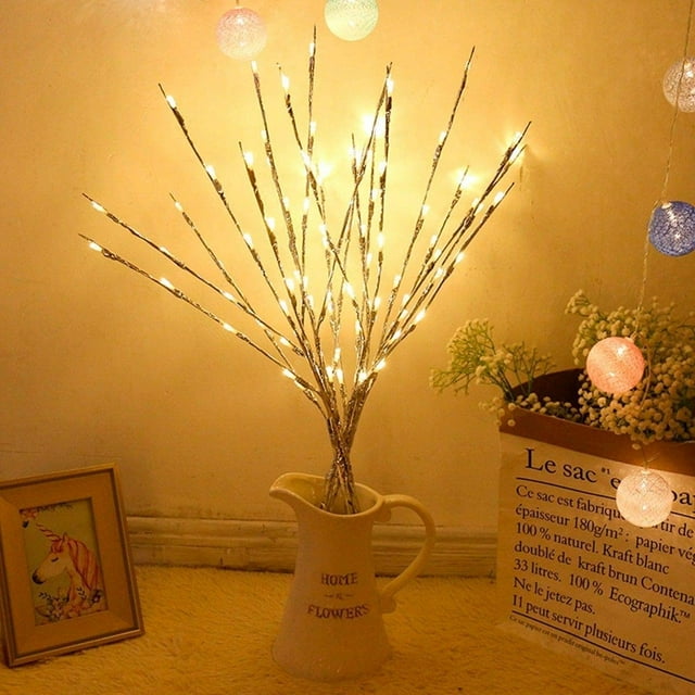 Branch Lights, 30 Inch 20 Led Willow Branch Lighted Branch Diy Tree Willow Branches Lamp Battery Operated Branches (Warm White)