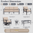 thumbnail image 7 of ALAULM 7-Seat Aluminum Patio Furniture Set, Outdoor Patio Conversation Set with Rectangular Metal Coffee Tables and 5.1" Cushions for Patio Backyard Poolside，Sand, 7 of 7