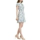 thumbnail image 4 of Vestido de gasa floral con volantes y cuello en V para mujer, con mangas acampanadas y lazo, por encima de la rodilla, A-line, M, blanco, 4 of 7