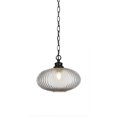 thumbnail image 1 of Carina Chain Hung Pendant In Matte Black Finish With 12" Micro Bubble Ribbed Glass, 1 of 1