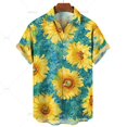 thumbnail image 3 of Camisas hawaianas para hombre, camisas con estampado de girasol en 3D para hombre, blusas de manga corta a la moda de talla grande, ropa para hombre, 3 of 5