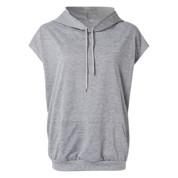 Sleeveless Hoodie for Women Vest Tops Drawstring Hooded Sweatshirt