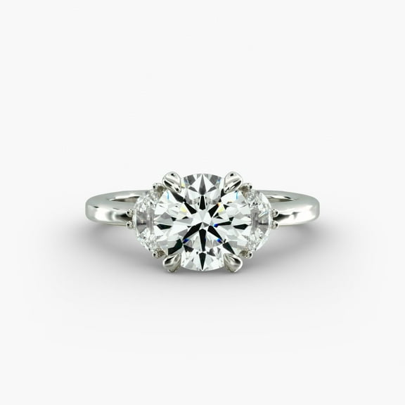 Spot Jewel 14K White Gold Plated Ring - 2.3 Ct Round Cut Diamond Ring - Three Stone Engagement Wedding Ring - Swirl Gorgeous Anniversary Gift for Her - Christmas Engagement Diamond Ring for Women