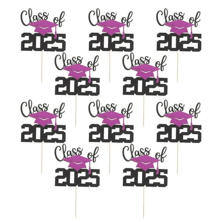 RENACLIPY 10Pcs 2025 Graduation Cake Picks Multi Color Dessert Toppers for Party Decoration