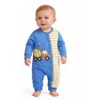thumbnail image 4 of Bellafa Newborn Baby Boys Cotton Romper Onesies Infant Long Sleeve One-Piece Toddler Button Jumpsuits Fall Spring Outfits, 4 of 8