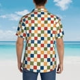 thumbnail image 4 of Sikiie Floral Checkerboard Print Men's Hawaiian Shirt, Summer Beach Button Pocket Short Sleeve T-Shirt,Large, 4 of 7