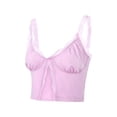 thumbnail image 3 of VISgogo - Camiseta sin mangas para mujer con decoración de dobladillo de flores de encaje, ropa de verano con cuello en V profundo y parte delantera abierta VISgogo moda, 3 of 9