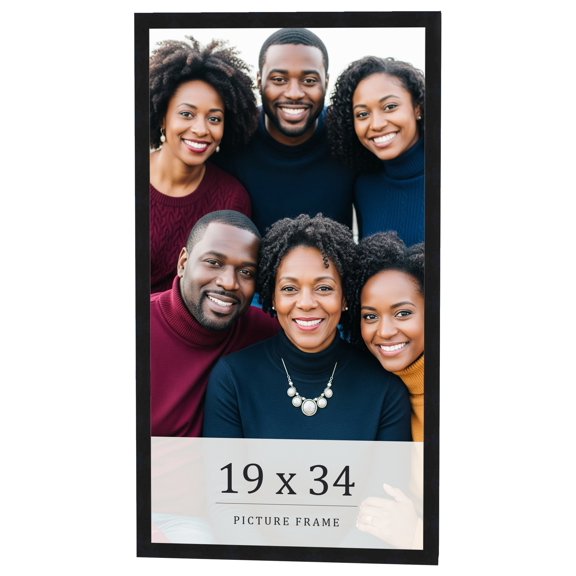 19x34 Frame Black Real Wood Picture Frame Width 0.75 inches | Interior Frame Depth 0.5 inches |