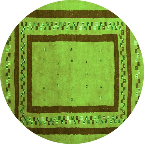 Ahgly Company Indoor Round Abstract Green Contemporary Area Rugs, 7' Round